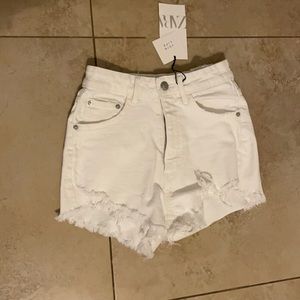 white Zara high waisted shorts